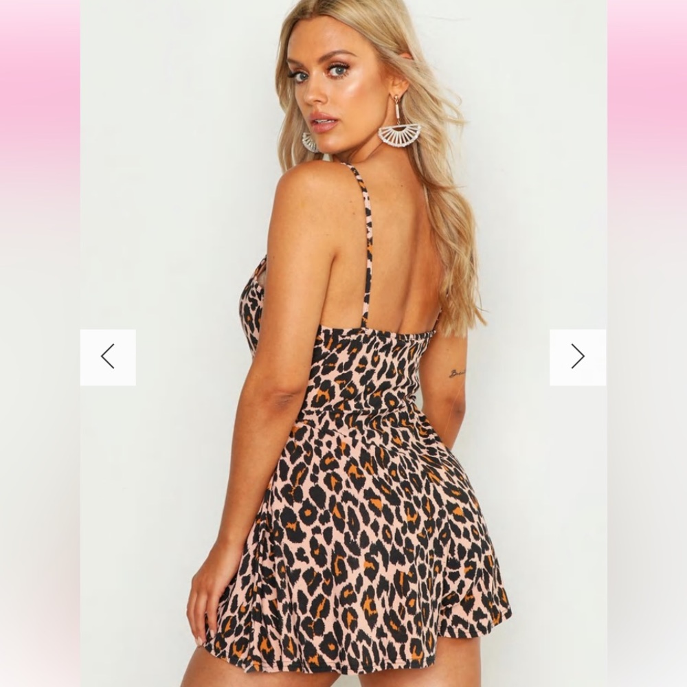 Womens Boohoo PLUS LEOPARD PRINT FLIPPY ROMPER size 14